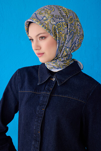 Belli Eșarfă din mătase pură 4101D (mătase twill) 90 x 90 verde