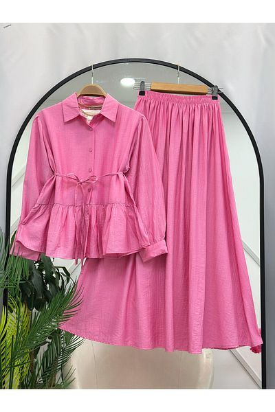 YEDİLALE Nida Skirted Long Sleeve Shirt Suit [Shirt and Skirt Included in Price]