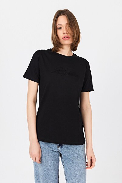 Rays Crna majica sa reljefnim tekstom 25223