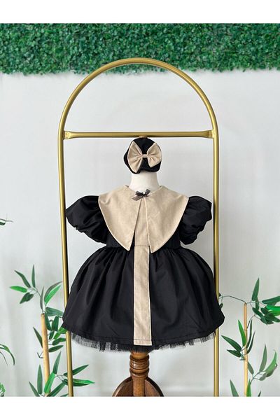 Hobidik Rochie de zi de naștere umflată cu guler ascuțit pentru fetiță