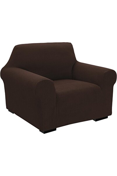 Fabienne غطاء أريكة عالي المرونة بمقعد واحد، مقاس 80-120 سم، بني