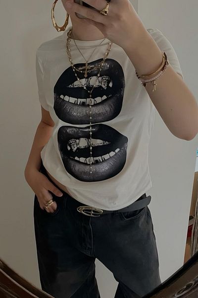 Carpe White Two Lips Full Length Blouse