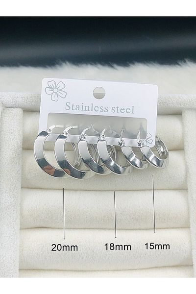 DS DİAMONDSHOP Six Steel Earrings Three Boy Halka Model New Season Byçkp-20256181
