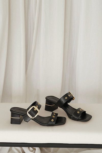 Meral Özgenç Belt Banded Heeled Slippers