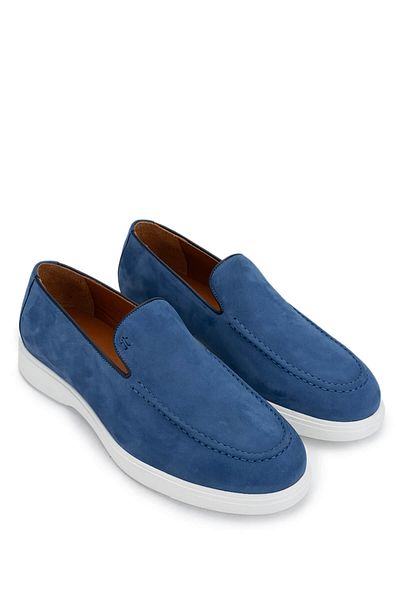 Tamer Tanca Men's Genuine Leather Denim Blue Loafer Shoes