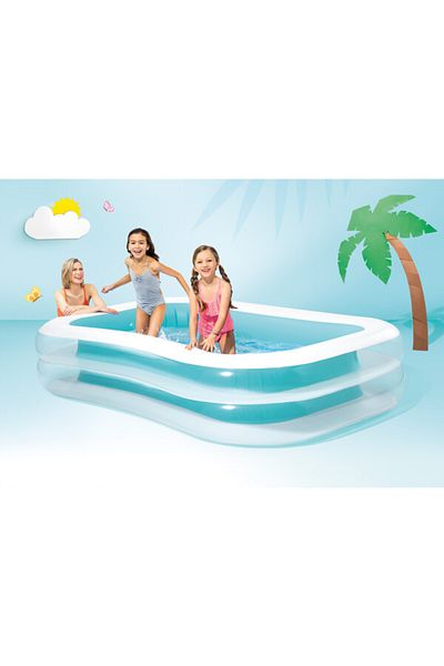 OEM Inflatable Swimming Pool, Rectangular, For Outdoor Use, 262 x 175 x 56 cm, blue/white