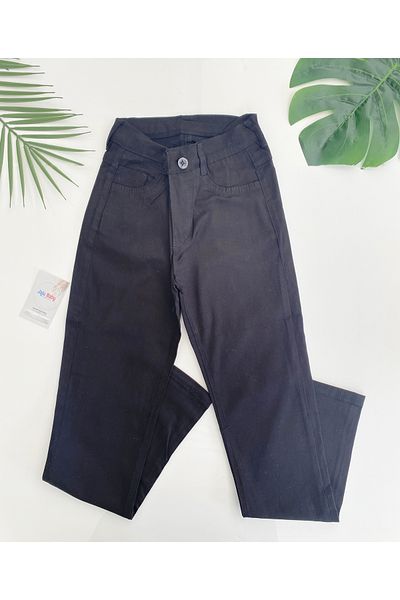 Jaju Baby Black Linen Trousers - Boy, Adjustable Waist
