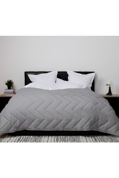 Pucioasa Winter wool quilt with cotton face (damask) 200x215cm, Sulfur, Light Grey