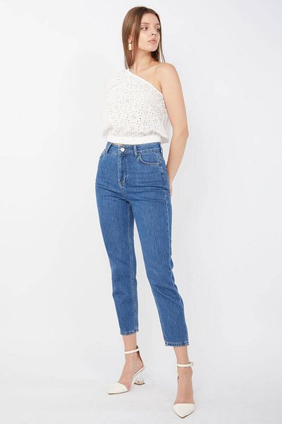 Bluewhite Pantaloni Mom Jean de damă albaștri