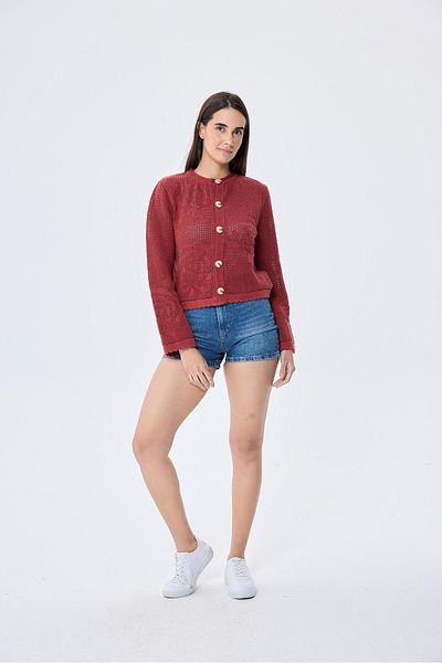 Peraluna Helena, Crochet Knit, Women's Summer Knitwear Cardigan - Tile