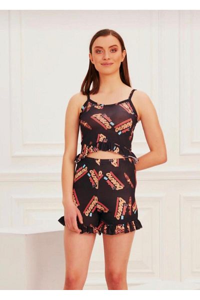 Intisimo Women's Pajamas, Shorts, Tank Top, Kinder Bueno, Black/red - M