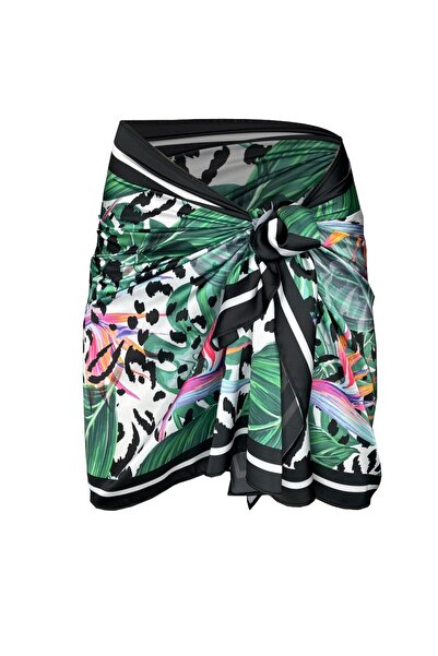 Bolder Coral Green/Black Leaf Pareo (Does Not Show through) 50*145 cm