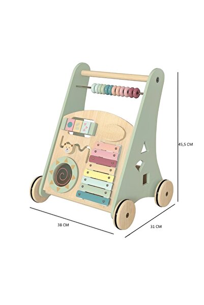 ideal STORE Premergător din lemn Song Walker 3 în 1 cu roți antiderapante, verde mentol