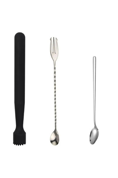 adin tasarım Mojito Mallet Black 20.7 cm Forked Bar Spoon Mallet Spoon Flat C...