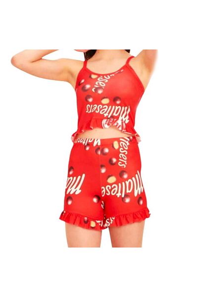 Intisimo Women's Pajamas, Shorts, Tank Top, Maltesers, Red/white - Xl