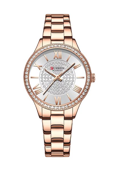 Curren 9084 Luxury Brand Watches for Women with Stainless Steel Band Fashion Rhinestones Ladies Wris