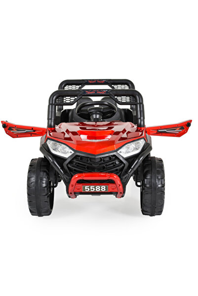 Moni Masinuta Electrica cu Telecomanda, Moni BO Fast Rosu, Doua motoare, Lumini si Muzica, Varsta 3-7 ani