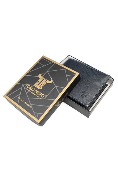Toro Nero Men's wallet made of genuine leather, navy blue-brown V.i.p