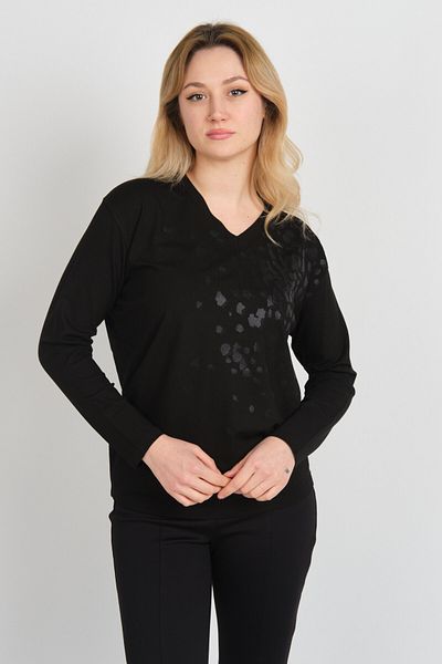 Sistas Bluză de damă cu decolteu în V cu mânecă lungă 24579 Negru