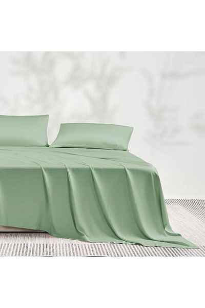 Kotonia Home Hotel Bed Sheet - 220x240 Cm, 100% Cotton, Deluxe Satin Damask, Pistachio Green