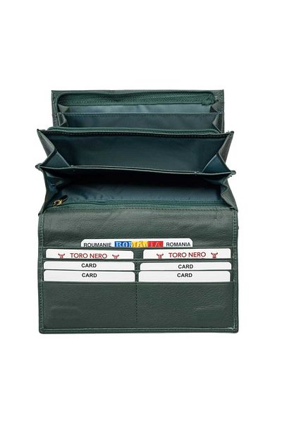 Toro Nero Women's Wallet Made Of Green Genuine Leather Reset