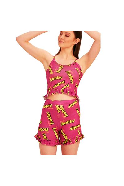 Intisimo Women's Pajamas, Shorts, Tank Top, Hobby, Purple/yellow - Xl