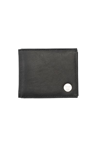 Toro Nero Men's Wallet Made Of Genuine Leather, Matte Black, Musseles Eyelet, Rfid Protection