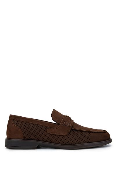 Tamer Tanca Men's Genuine Leather Brown Nubuck Loafers