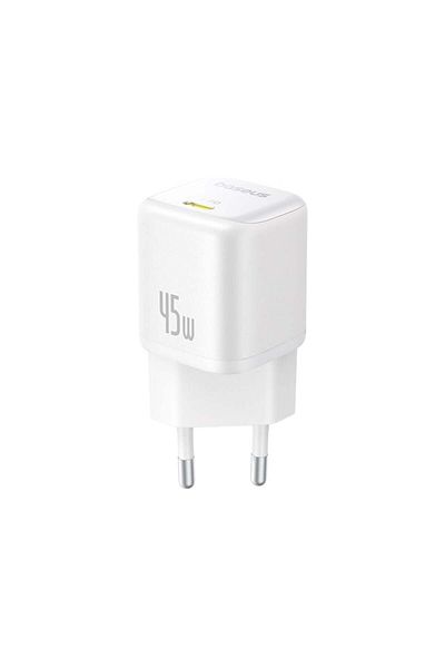 Baseus Charger Plug, Baseus, GaN, Fast Charging, 45W, USB-C, PicoGo, White
