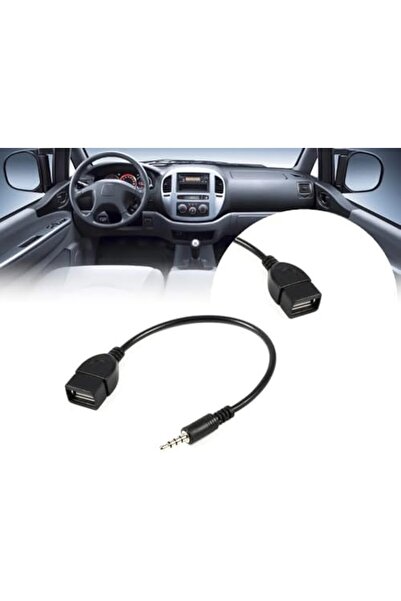 Generic 3.5mm AUX Audio Cable to USB 2.0 Adapter for MP3 with Car Compatibility, 15cm - Black