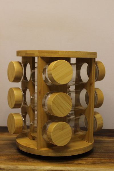 HANDSOME Bamboo Spice Rack 12Pcs / Stand with Swivel