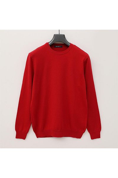 Dio Rise Men's O Neck Long Sleeve Slim Sweater - (M-2Xl) - 180803 - Red