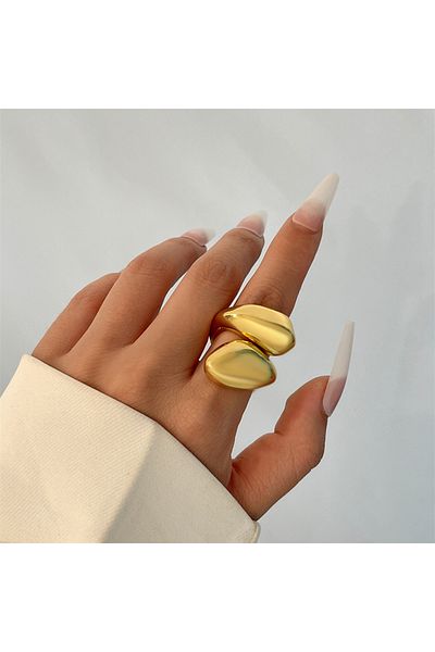 Choice Gold Color Ingemark Exaggerated Punk Smooth Water Drop Snake Rings for Women Vintage Geometric Adjus