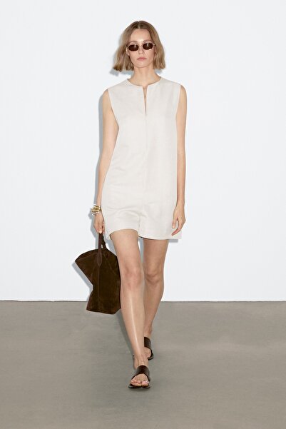 Massimo Dutti Keten karışımlı kısa tulum