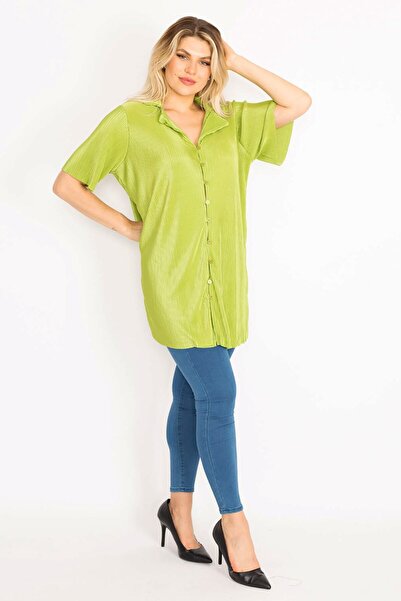 Şans Γυναικεία Μπλούζα με Πράσινη Μπροστινή Μεζούρα 65n35018