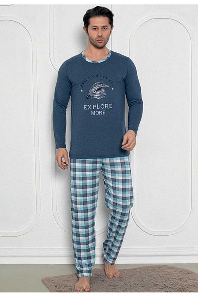 Intisimo Pijamale bărbătești, hanorac cu pantaloni lungi, Explore More, bleumarin - L