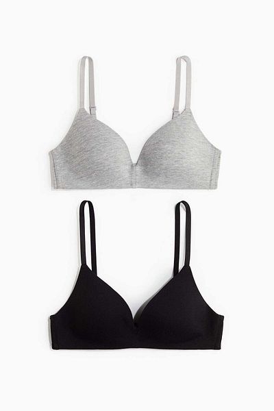 H&M 2-pack Padded Non-wired Cotton Bras