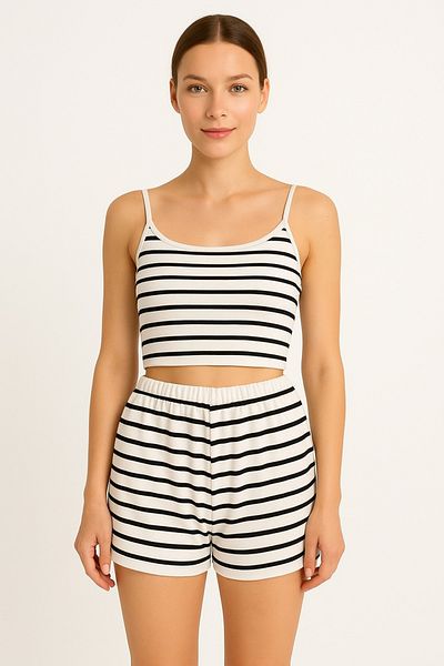bb butik basic Striped Camisole Shorts Suit Db4017