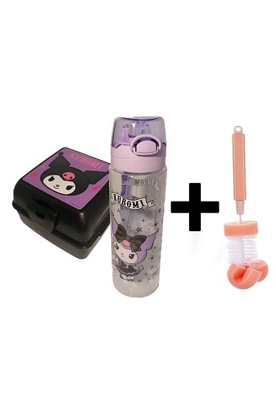 Hobidehobi Kuromi Lunch Box & Flask Set-Brush Gift