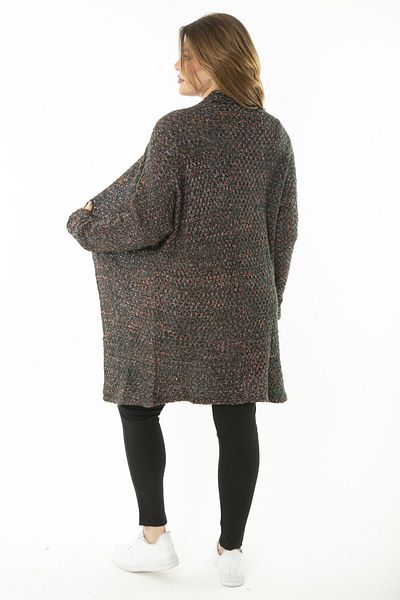 Şans Women's Large Size Colorful Thick Knitwear Cardigan 65N37174