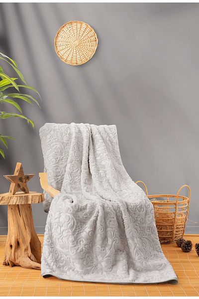 Cotton Box Emboss Double Blanket 220*240 Stone