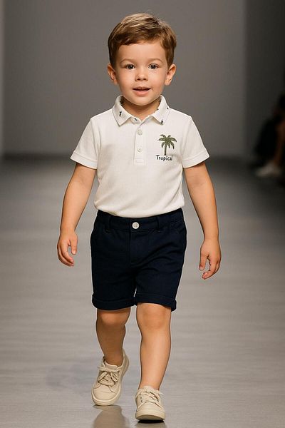 Esterella Boy's Polo Neck T-Shirt Shorts Suit /Boy's T-Shirt Shorts Suit