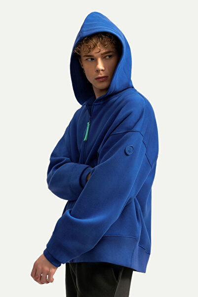 KAFT Unisex Fermuarlı Oversize Hoodie Sweatshirt - Zipoc - Comet