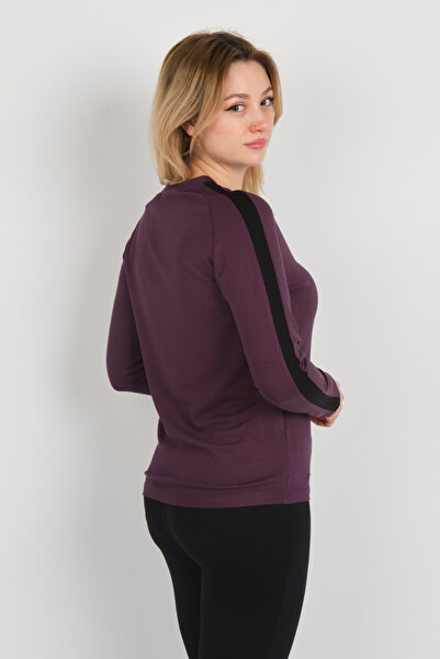 Sistas Women's Long Sleeve Crew Neck Logo Detailed Blouse 4575 Plum