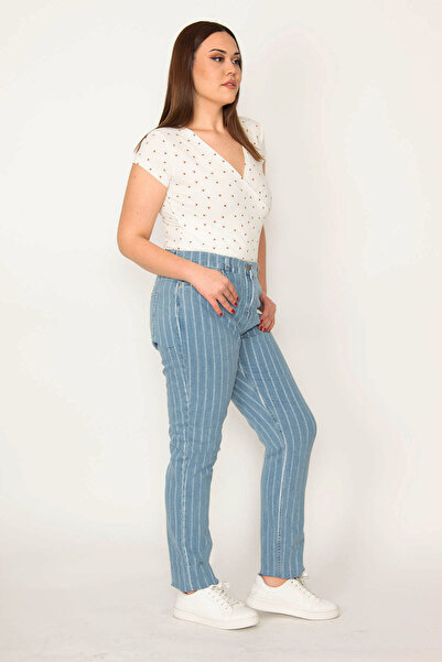 Şans Blugi cu dungi albastru cu 5 buzunare pentru femei 65N36818