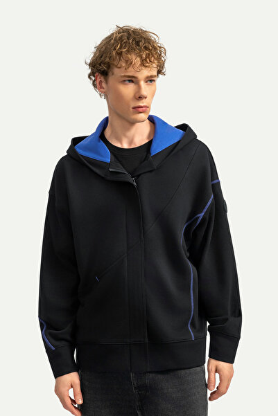 KAFT Unisex Zippered Oversize Hoodie Sweatshirt - Ziplay - Tar