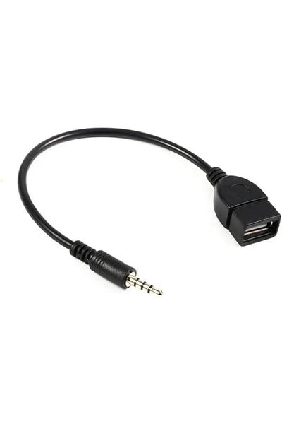 Generic 3.5mm AUX Audio Cable to USB 2.0 Adapter for MP3 with Car Compatibility, 15cm - Black