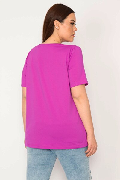 Şans Bluză pentru sport, mov, mărime mare, cu un singur guler, 65n35619