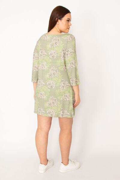 Şans Γυναικείο Μεγάλο Μέγεθος Πράσινο στήθος Λεπτομερές χιτώνα 65n32937