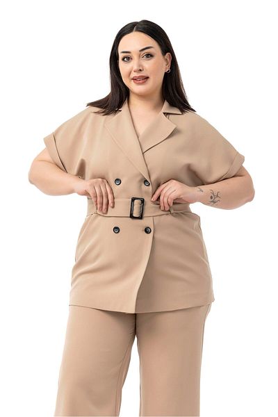 DISENTIS MODEST Set de două piese, cu centură dublu, cu jumătate de mânecă, din nurcă